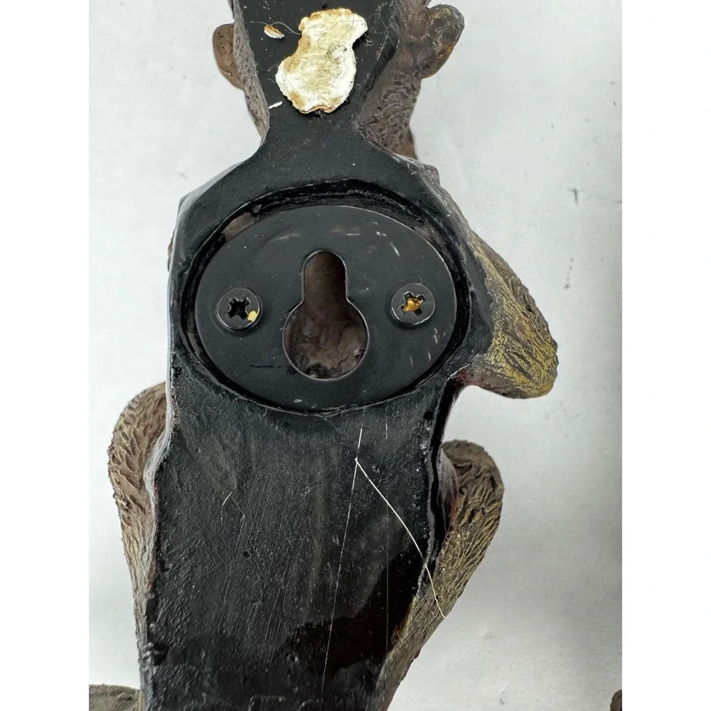 Three Wise Monkeys Wall Coat Rack See Hear Speak No Evil Fez Hat Resin 10.5in
